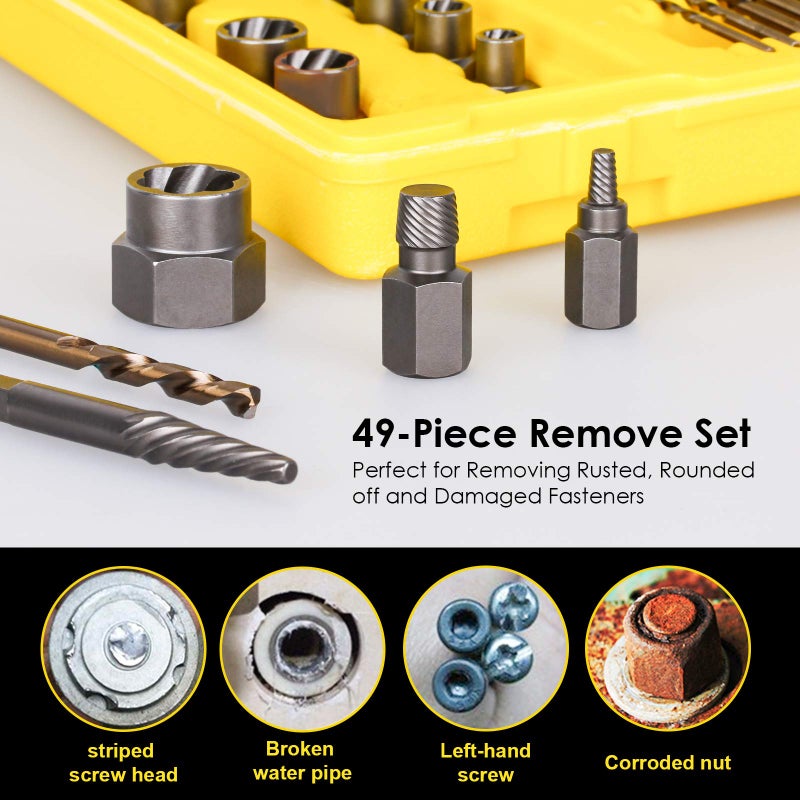 Topec 49pcs Screw Extractor/Drill Bit Set  Professional Remove Set for Removing Broken Studs  Bolts  Socket Screws and Fittings - Image 2